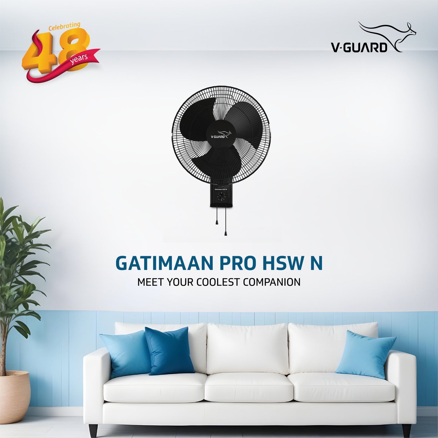Gatimaan Pro HSW N High Speed Wall Fan, Black