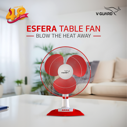 Esfera TF Table Fan, 1350 RPM, White Red