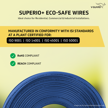 V-Guard Superio+ 2.5 sq mm Eco Safe Triple Layer HRFR PVC Wiring Cable, 90 m (Blue)