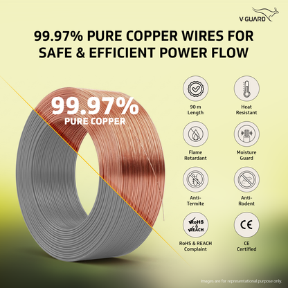 V-Guard Superio+ 2.5 sq mm Eco Safe Triple Layer HRFR PVC Wiring Cable, 90 m (Grey)