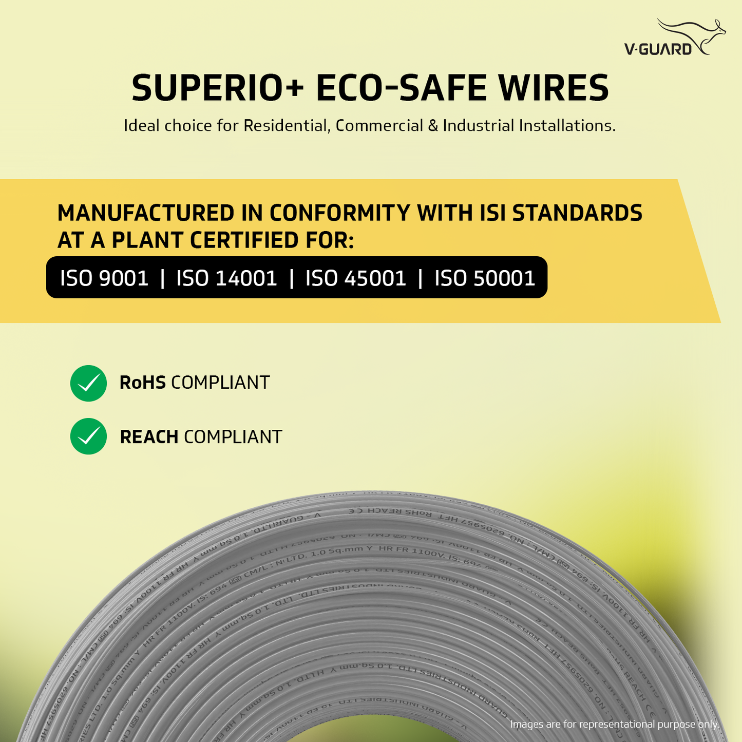 V-Guard Superio+ 2.5 sq mm Eco Safe Triple Layer HRFR PVC Wiring Cable, 90 m (Grey)