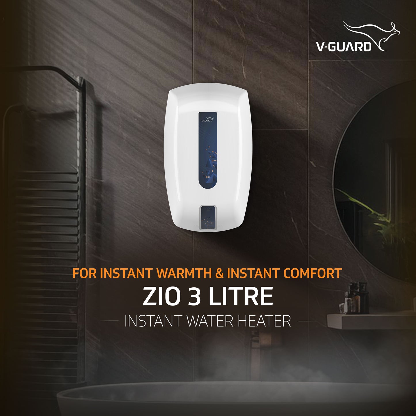 V-Guard Zio Instant Water Heater | 3 Litre | 3000 W Heating | White-Blue