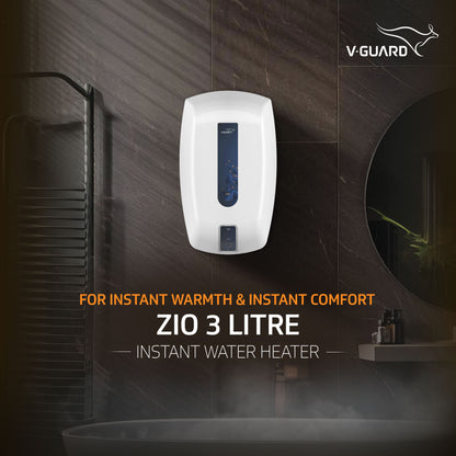 V-Guard Zio Instant Water Heater | 3 Litre | 3000 W Heating | White-Blue