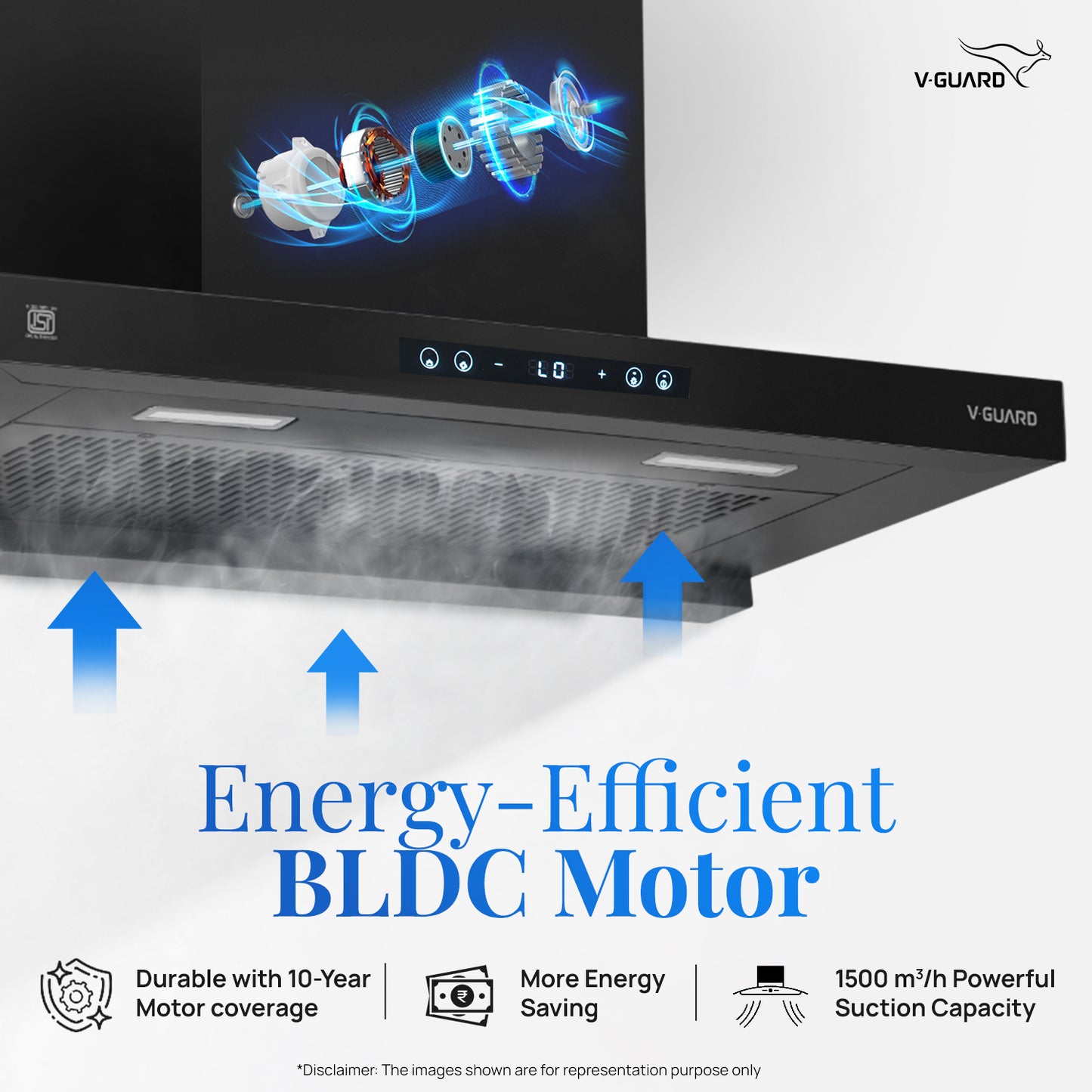 BT 90 | 90 cm BLDC Chimney | 1500 m³/hr suction | Low Noise Operation | Heat Auto Clean | 10 Year Motor Warranty | Touch Panel with Gesture Control
