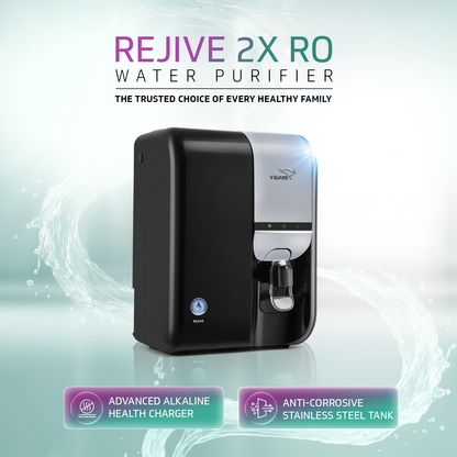 V-Guard Rejive 2X RO UF Alkaline Water Purifier with Stainless Steel Tank | No Service Cost for 2 Years: True Unconditional Warranty | 8 Stage RO+UF+3-in-1 Health Charger | Retains Minerals | 5.5 L