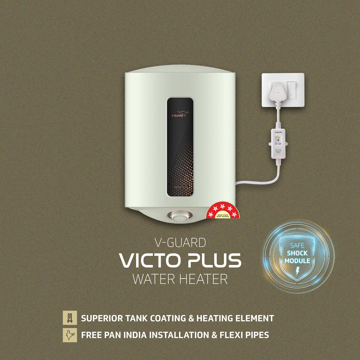 Victo Plus 10 L Water Heater with Safe Shock Module