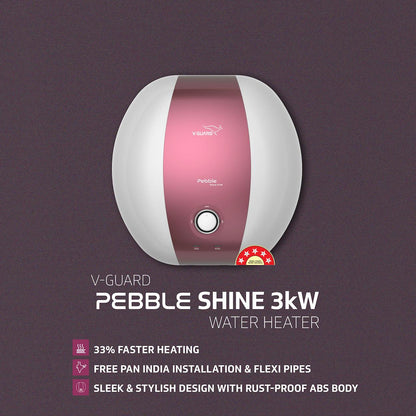 Pebble Shine 3kW 10 L Water Heater with Rust Proof ABS Body and Faster Heating