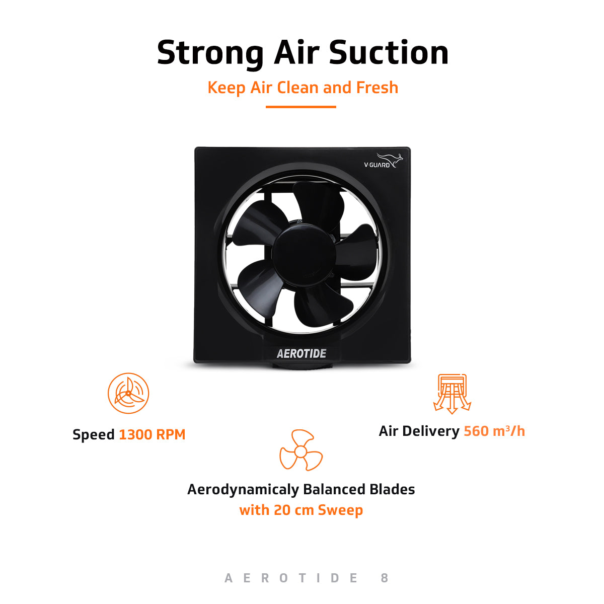 Aerotide 8 Black Exhaust Fan