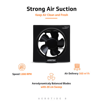 Aerotide 8 Black Exhaust Fan