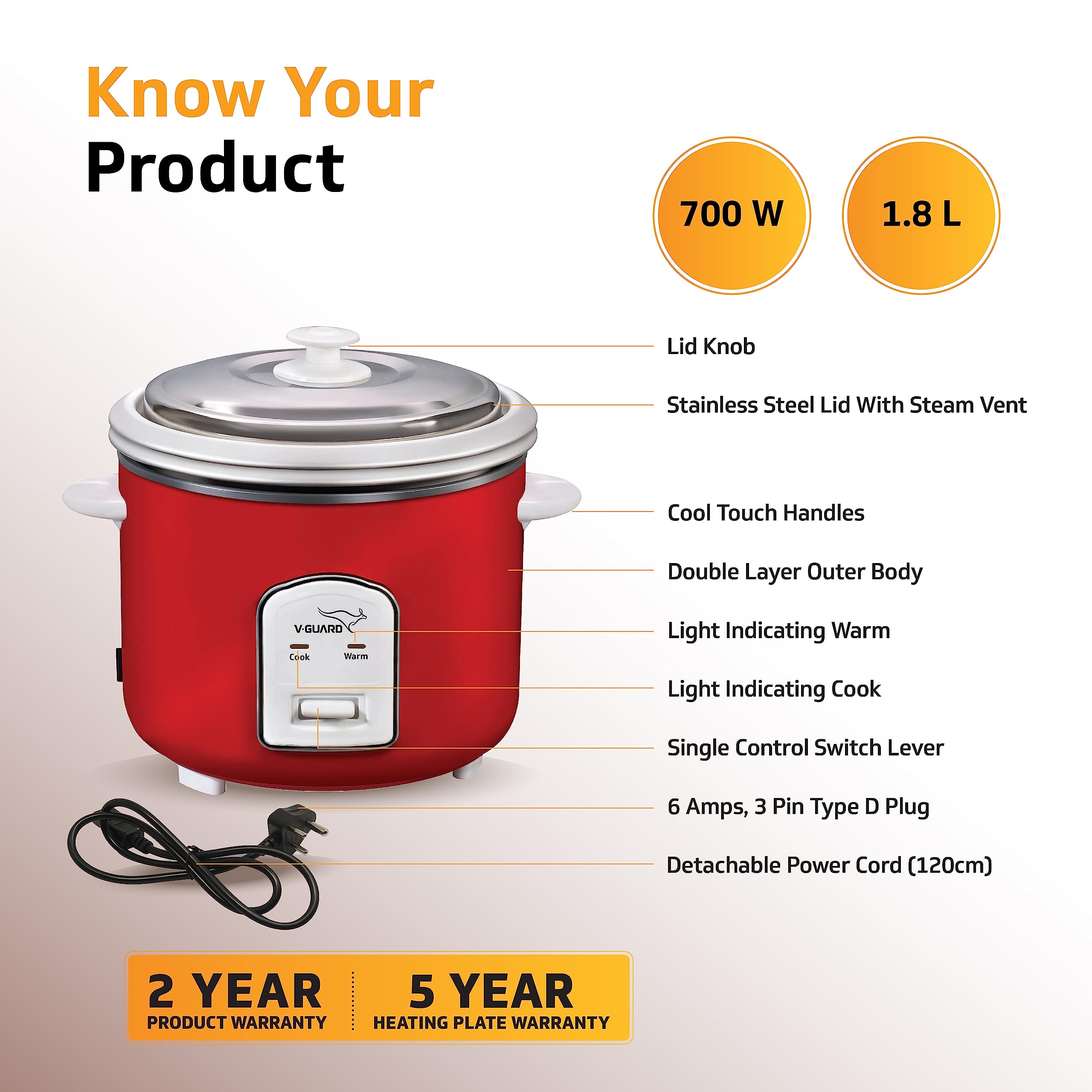 V guard electric rice deals cooker price