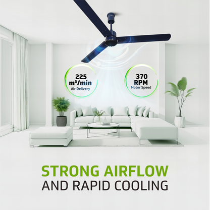 V-Guard Zenair BLDC Ceiling Fan for home | 1200 mm | BEE 5-Star Energy Saving | High-Speed BLDC Motor (370 RPM) | Remote Control with 6 Speeds, Wind & Reverse Modes | 2-Year Warranty | Admiral Blue