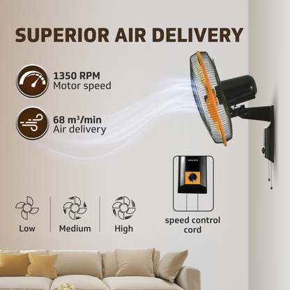 Esfera SW N Wall Fan, 40 cm, Orange Black