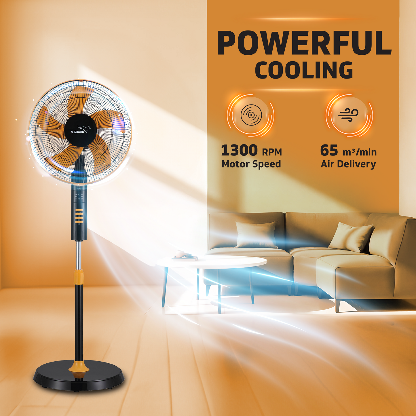 Esfera Remote 5 Blade 40 cm Pedestal Fan, Orange Black