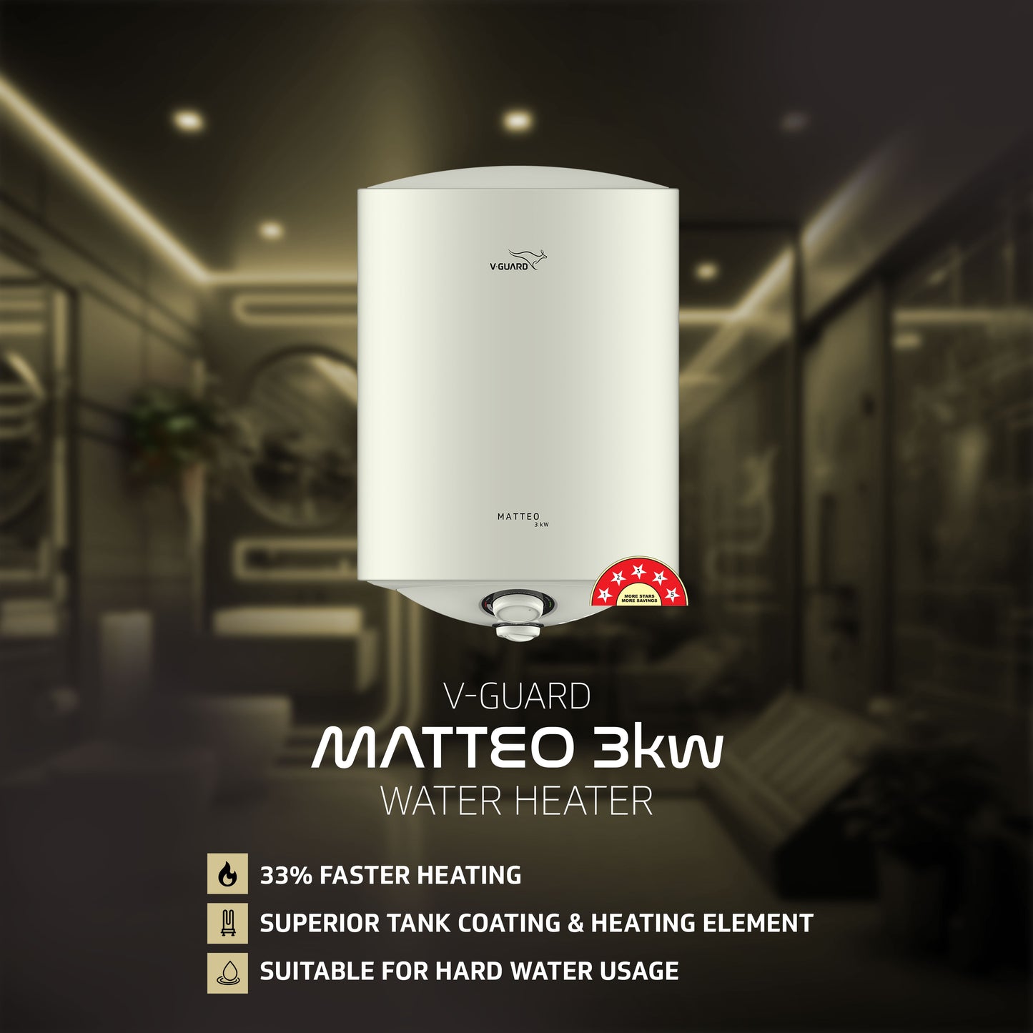 Matteo 3kW 10 L Water Heater with Faster Heating