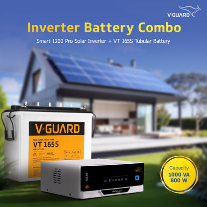 Smart Pro 1200 S Solar Inverter + VT 165S Battery combo for Home, Office & Shops