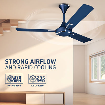 Exado Pro BS Anti Dust High Speed Ceiling Fan for Home 1.2 m, Riband Blue Matte