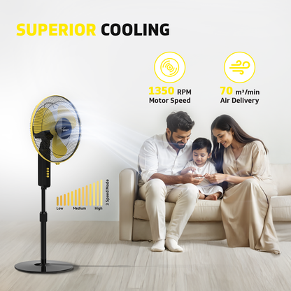 Esfera STS Plus 2 in 1 Convertible Fan 40 cm Pedestal Fan  , Yellow Black