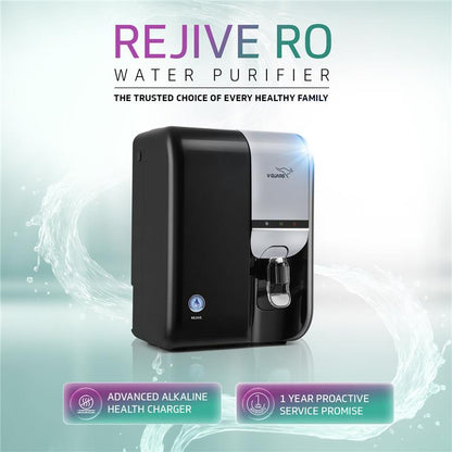 V-Guard Rejive RO UF Alkaline Water Purifier | 1 Year True Unconditional Warranty, 1 Free Service with DuoGuard Replacement, Unlimited Repair Visits | 8 Stage RO+UF+3-in-1 Health Charger | Retains Minerals | 6.5 L