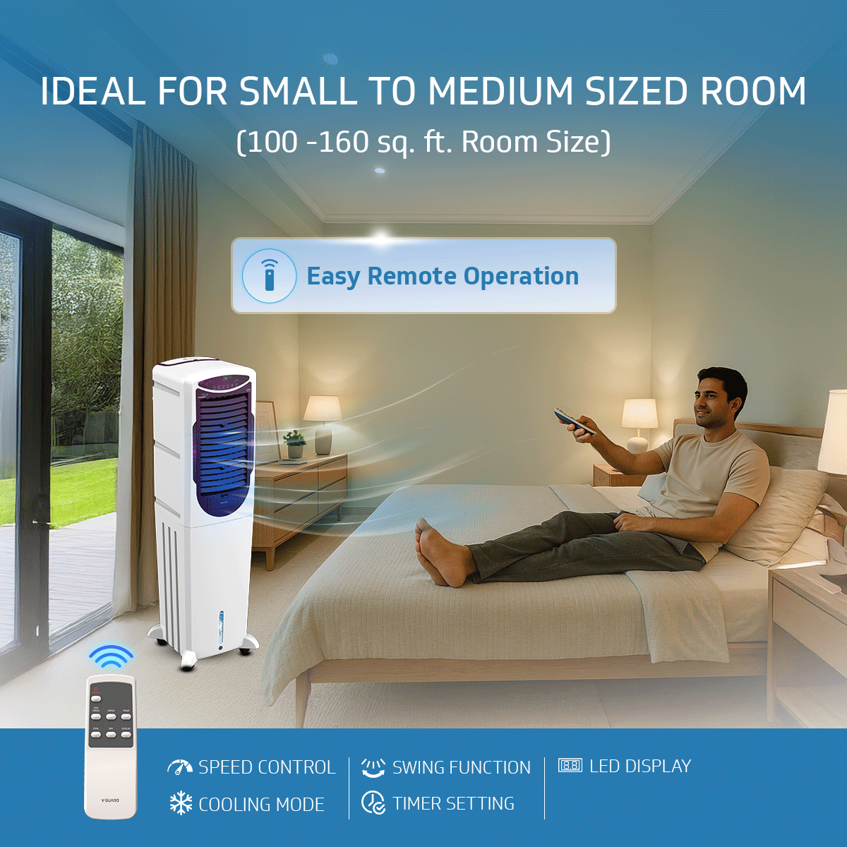 Arido T50 H DG Air Cooler for Home | Remote Comfort |50 Litre | 2 Year Warranty on Motor & Pump | White & Purple Burry