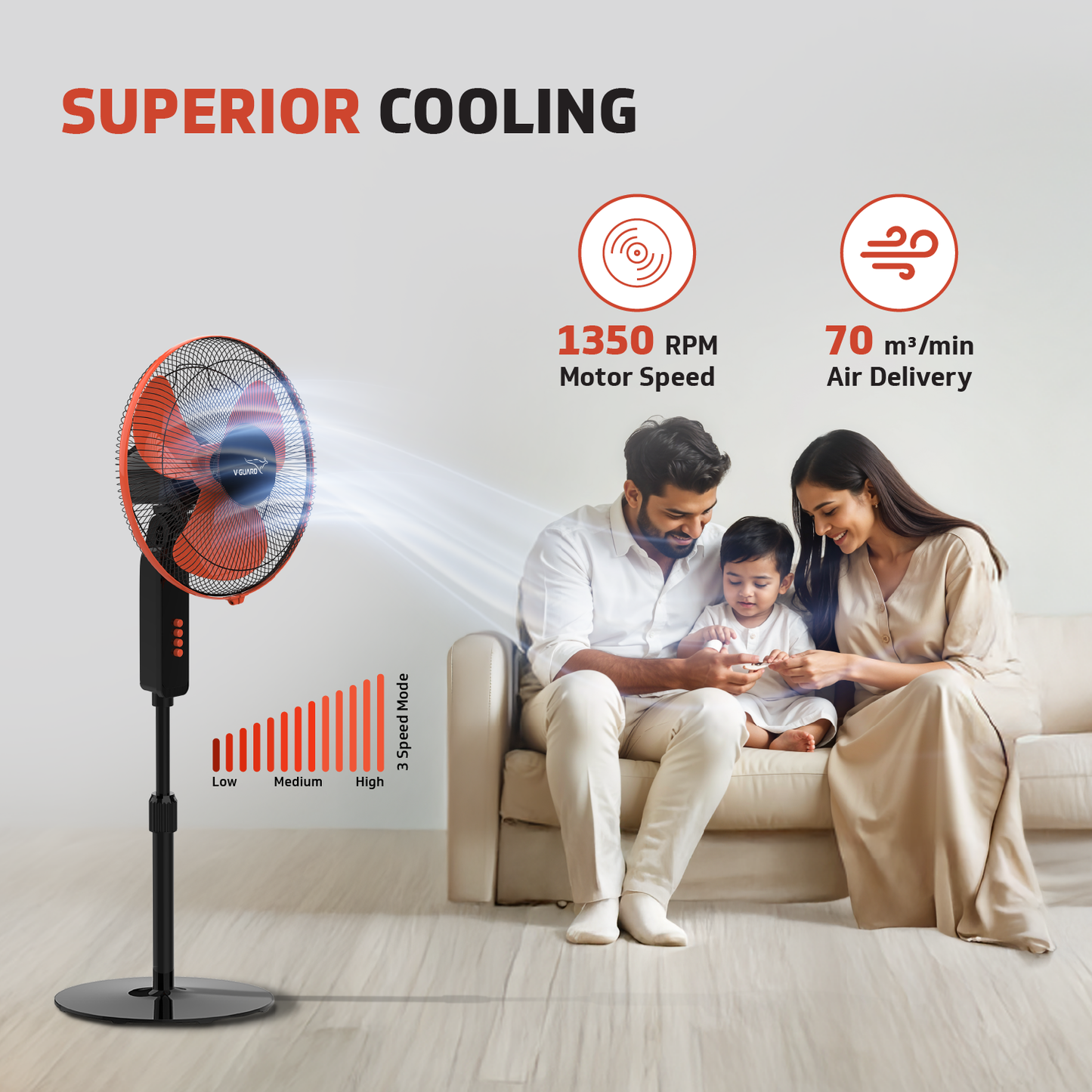 Esfera STS Plus 2-in-1 Pedestal Fan, 3 blade, 40 cm, Red Black