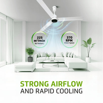 V-Guard Zenair BLDC Ceiling Fan for Home | 1.2 m | BEE 5-Star Energy Saving | High-Speed BLDC Motor (370 RPM) | Remote Control with 6 Speeds, Wind & Reverse Modes | 2-Year Warranty | White