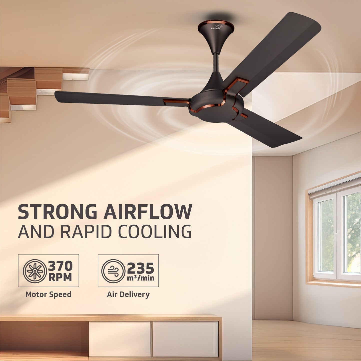 Exado Pro BS Anti Dust High Speed Ceiling Fan for Home 1.2 m, Choco Brown Matte