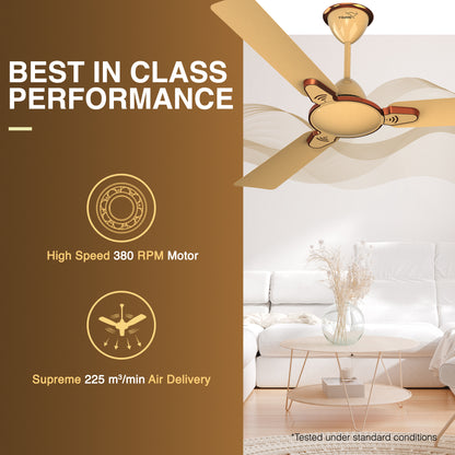 Besa Air Ceiling Fan For Home, High-Speed Copper Motor, Decorative Trims, 1.2 m, Imperial Gold