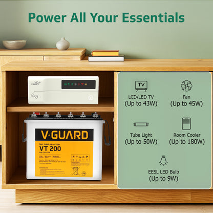 Prime 750 Inverter + VT 200 Battery Combo for Home, Office & Shops