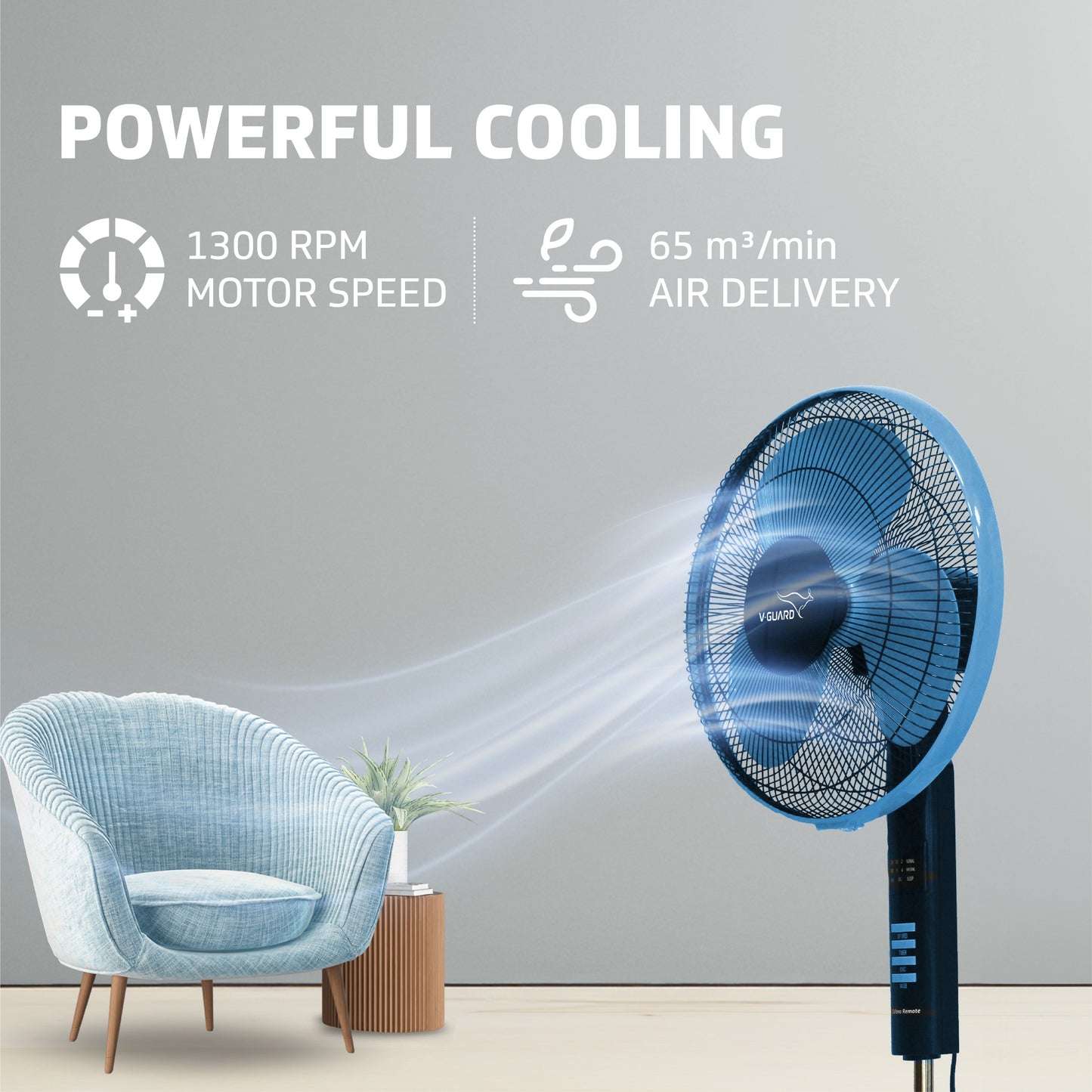 Esfera Pedestal Fan with Remote Control, In-built 7.5 Hour Timer Functionality, 40 cm, Blue Black
