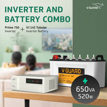 PRIME 750 Inverter + VJ 145 Battery Combo for Home, Office & Shops