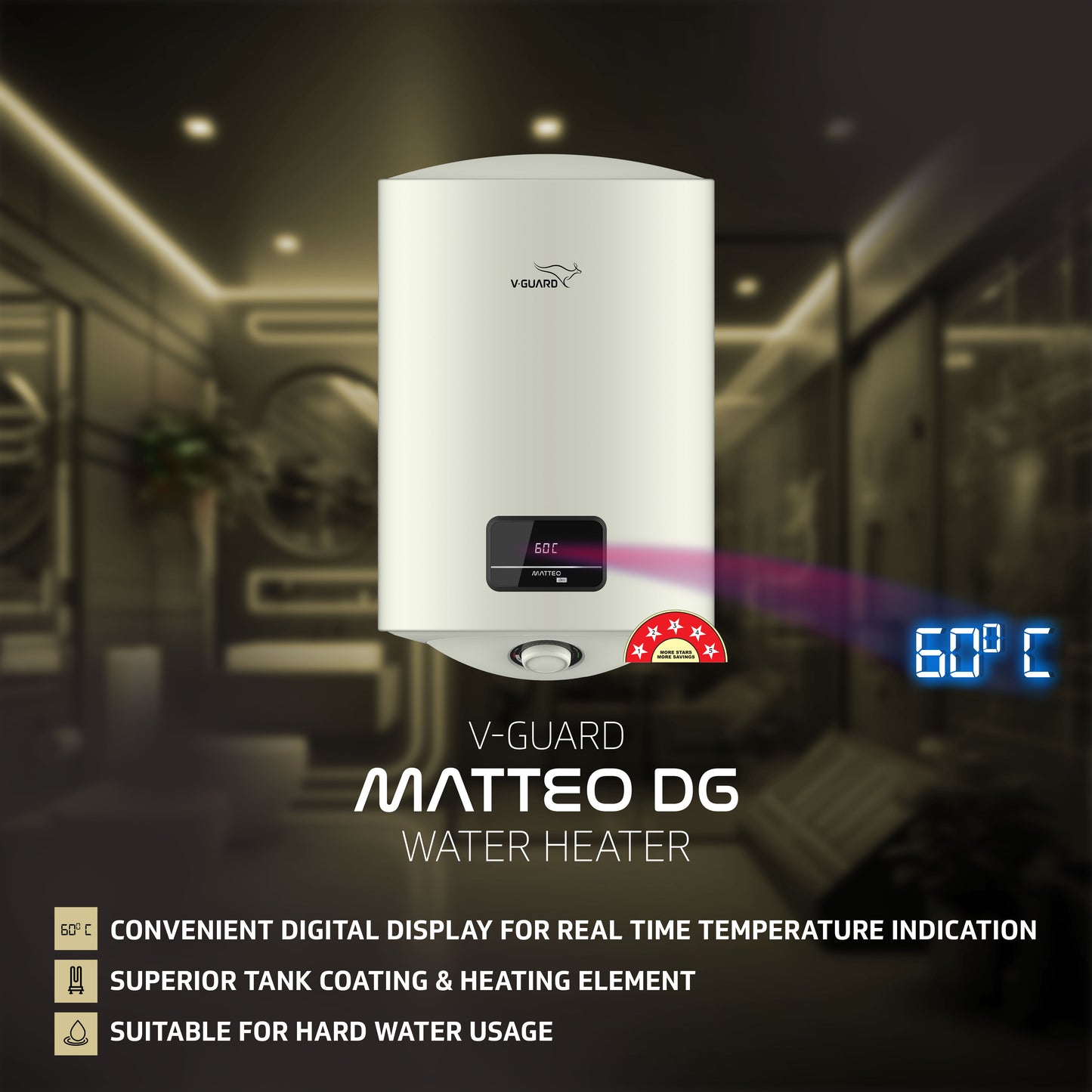 Matteo DG 15 L Water Heater with Digital Display