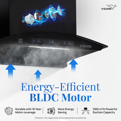 BX 60 | 60 cm BLDC Chimney | 1500 m³/hr suction | Low Noise Operation | Heat Auto Clean | 10 Year Motor Warranty | Touch Panel with Gesture Control