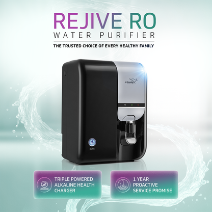 V-Guard Rejive RO UF Alkaline Water Purifier | 1 Year Unconditional Warranty, 1 Free Service Visit with DuoGuard Replacement | 8 Stage | Triple Powered Alkaline Health Charger | 6.5 L
