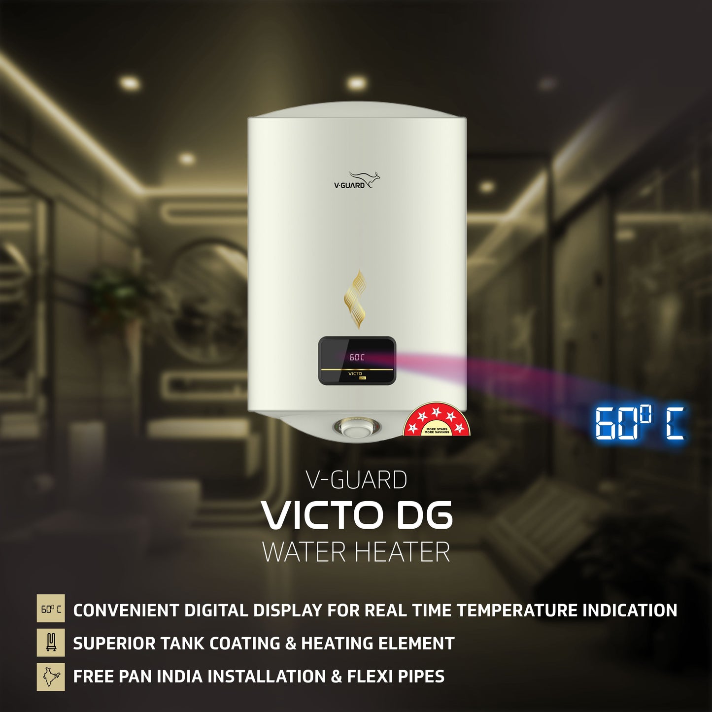 Victo DG 15 L Water Heater with Digital Display
