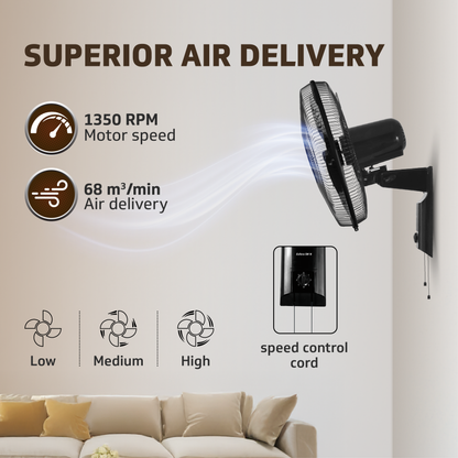 Esfera SW N Wall Fan, 40 cm, Black