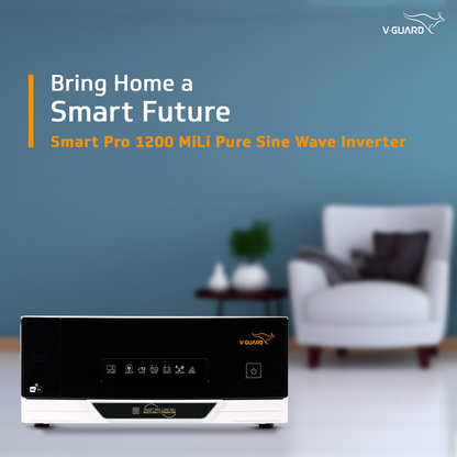 V-Guard Smart Pro 1200 MiLi (Multi ion Lithium ion Compatible) Inverter | 1000VA / 12V Pure Sine Wave | Smart IoT with Mobile App Control | LED Display | Easy Installation | Reliable Power Backup | 3-Year Warranty