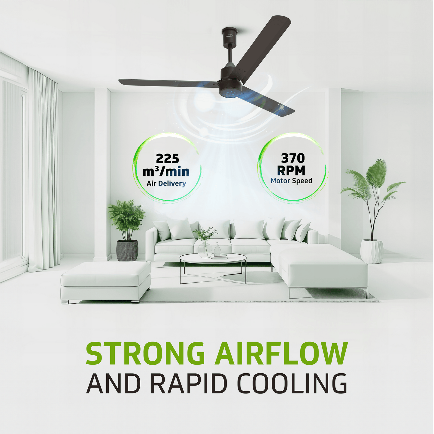 V-Guard Zenair Pro BLDC Ceiling Fan 1200 mm | BEE 5-Star Energy Saving | High-Speed BLDC Motor (370 RPM) | Remote Control with 6 Speeds, Wind & Reverse Modes |UI LED speed indicator | 2-Year Warranty | Matte Brown