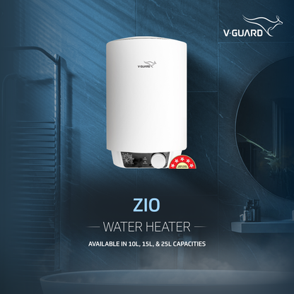V-Guard Zio 10 Litre Water Heater for Home | 5 Star Rating | Advanced Multi-layered Safety | Suitable for Hard Water & High-rise Buildings | White