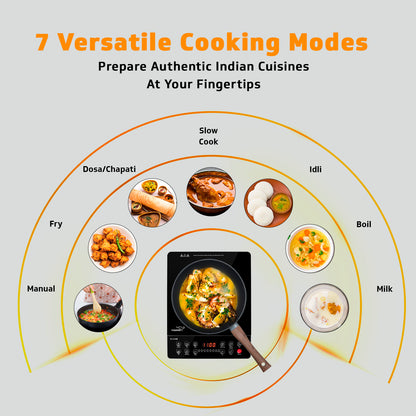 V-Guard VIC 2.0 BRE Induction Cooktop| 2000-Watt Electric Induction Stove with 3 KV Surge Protection | 3-Year Coil Coverage by V-Guard | Push Button Control | Auto-Cut off with 8 Temperature Levels