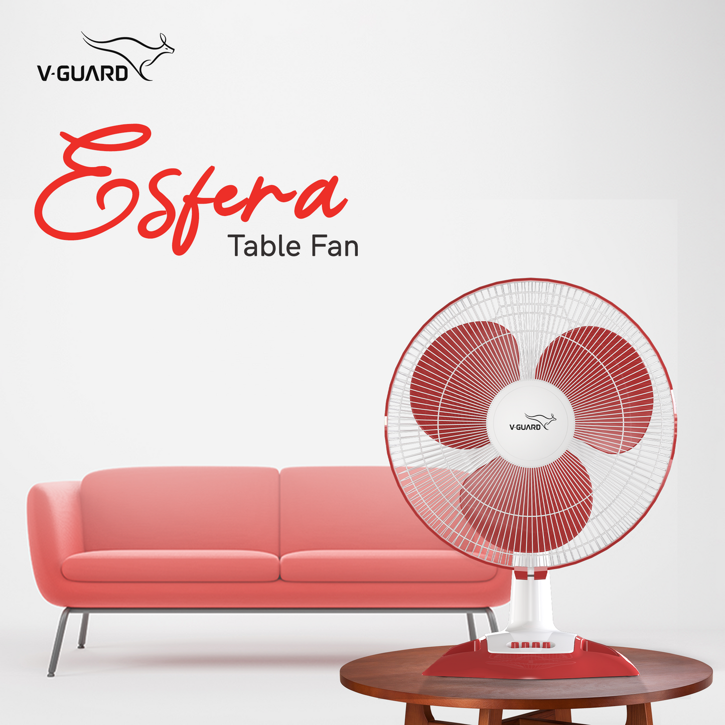 Esfera TF Table Fan, 1350 RPM, White Red