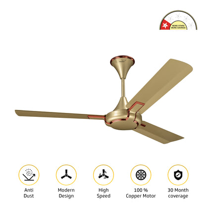 Exado Pro AS Anti Dust High Speed Ceiling Fan for Home 1.2 m, Imperial Gold