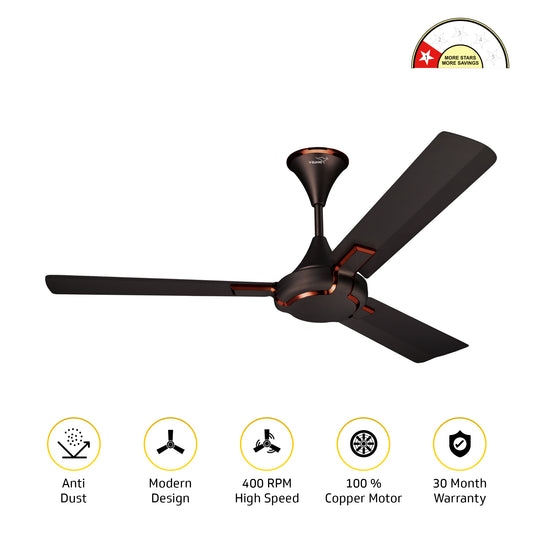 Exado Pro AS Anti Dust High Speed Ceiling Fan for Home 1.2 m, Choco Brown Matte