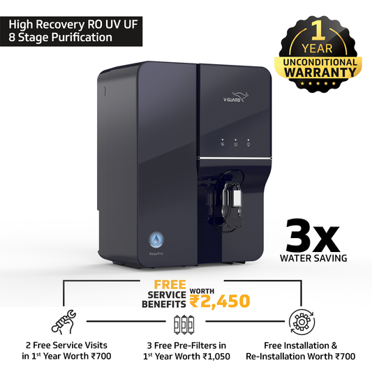 RequPro True High Recovery RO UV UF Water Purifier, 8 Stage Purification