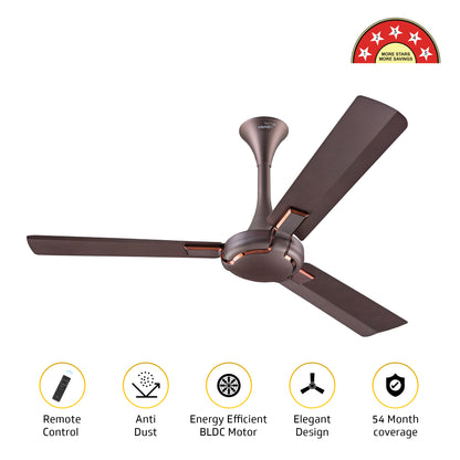 Exado Pro ES BLDC Ceiling Fan For Home, Anti Dust Coating, 5-Star Energy Saving, Remote Control, 100% Copper Motor, 1.2M (Elegance Brown Matte)