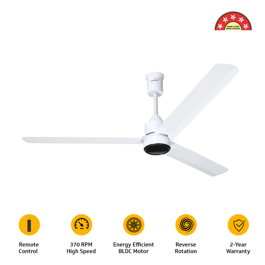 Zenair 5 Star 1200 mm 3 Blade Ceiling Fan  (BLDC Motor with Remote | Pearl White