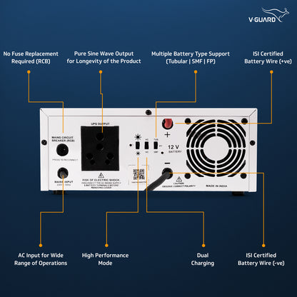 PRIME 750 Inverter + VT 155D Battery Combo for Home, Office & Shops