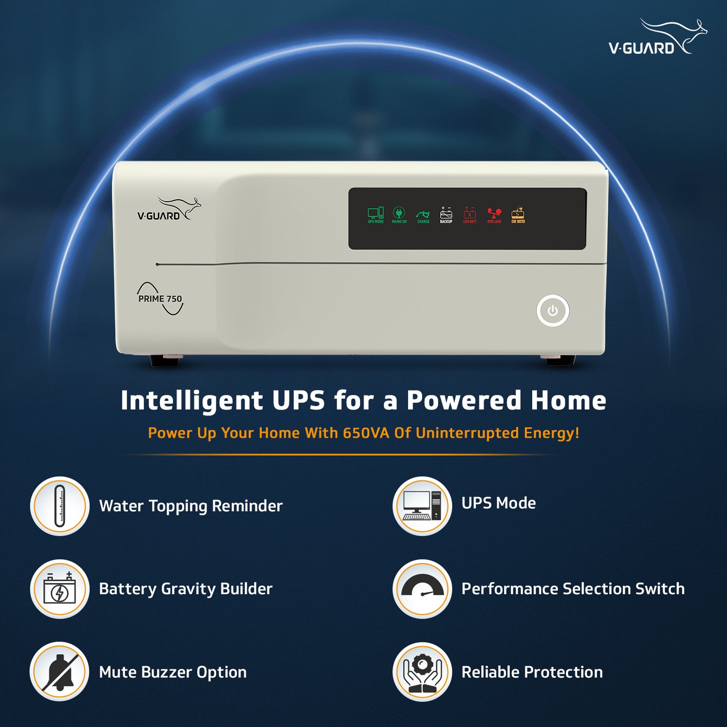 PRIME 750 Inverter + VT 155D Battery Combo for Home, Office & Shops