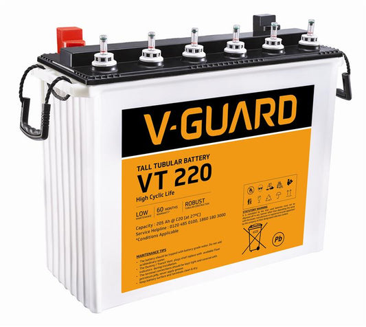 VT 220 Inverter Battery | Tubular Technology | High Backup Performance | 3+2 Years Warranty