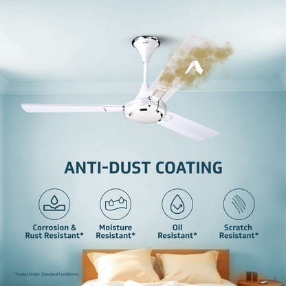Exado Pro AS Anti Dust High Speed Ceiling Fan for Home 1.2 m, Pearl White