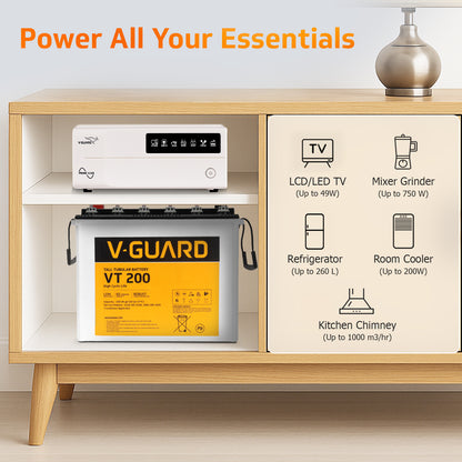Prime 1150 Inverter + VT 200 Battery Combo for Home, Office & Shops